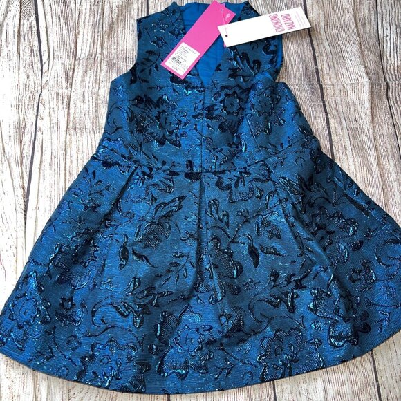 Lilly Pulitzer Girls size 2 Mini Tanlee Dress Blooming Brocade Teal Bay NEW